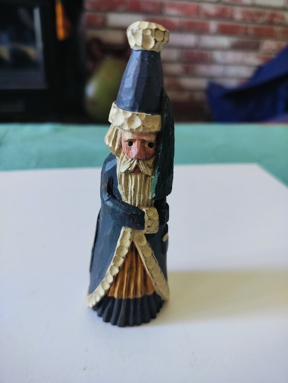Vintage Hand-Carved Wooden Santa Figurine 5" High